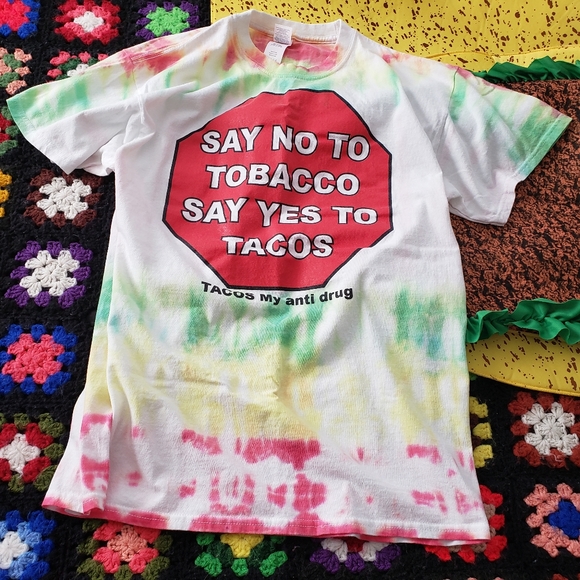 TACOS Anti-Drug Stop Sign Tie Dye Rasta Shirt Funny - Large - Picture 6 of 6
